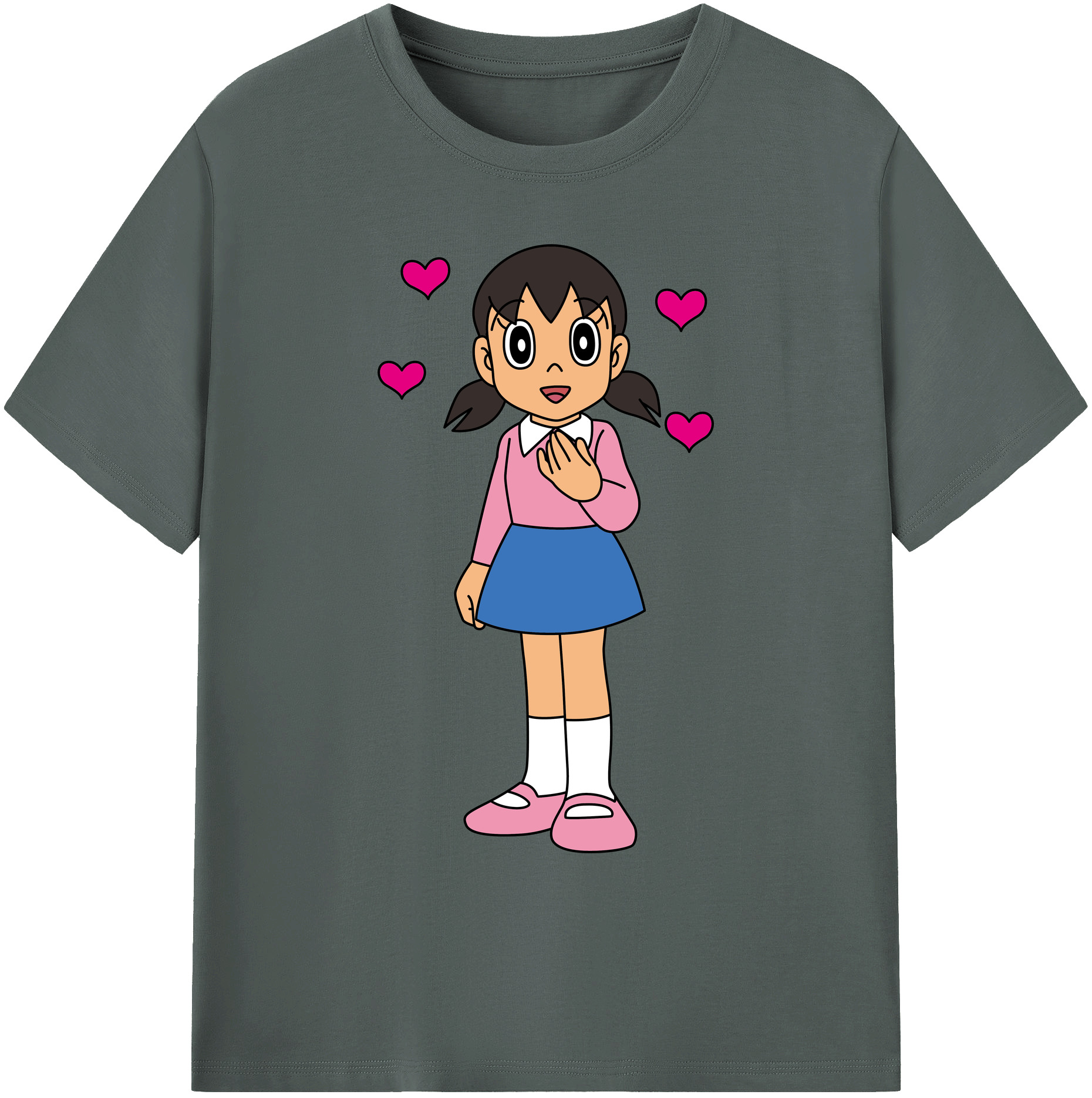 （画像用） ドラえもん みなもと しずか Doraemon Shizuka Minamoto 綿100％ メンズ半袖Tシャツ｜肌触りやわらか＆通気性